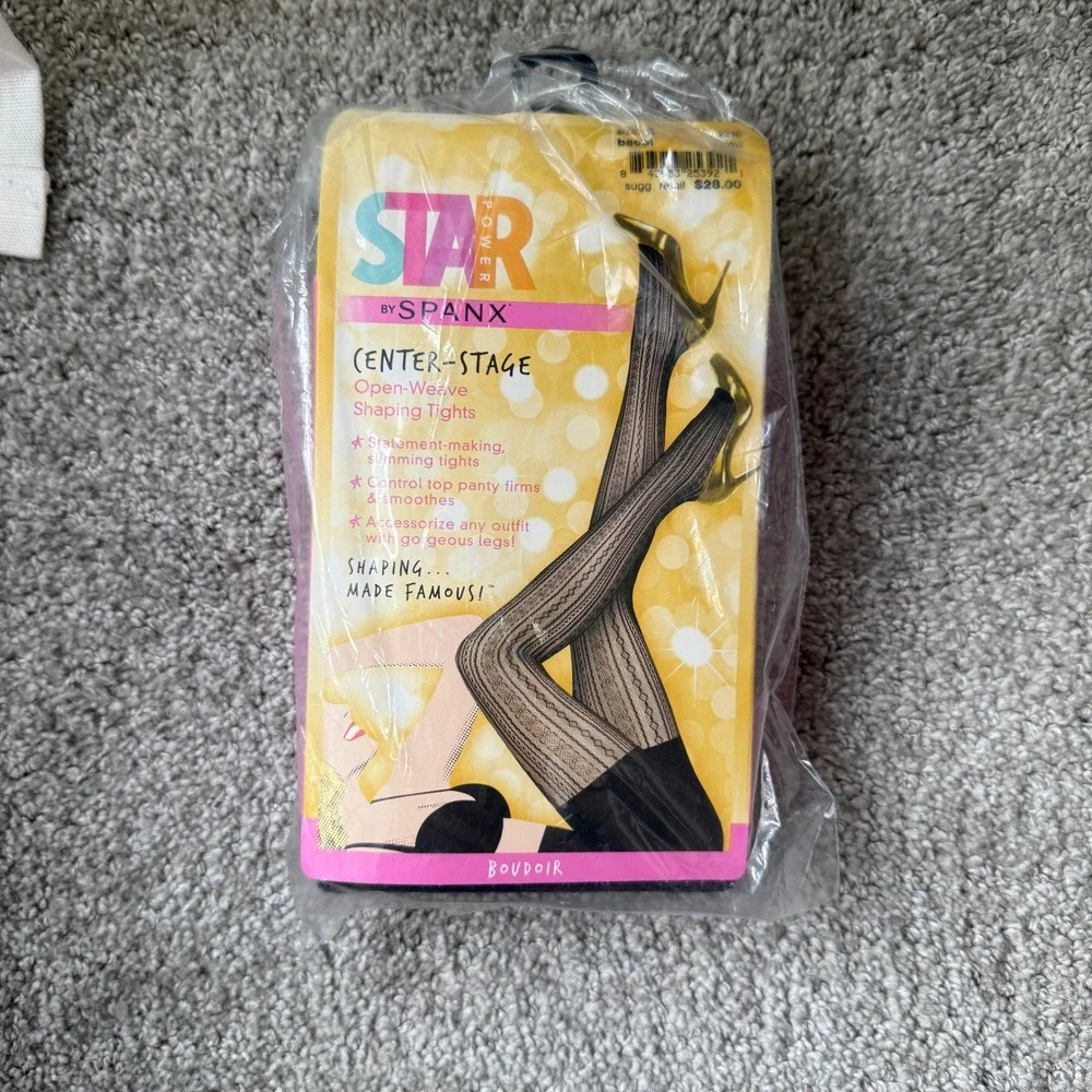 SPANX Star Power Center Stage Open Weave Shaping Tights Boudoir Size E